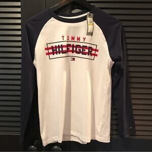 Tommy Hilfiger Long Sleeve Raglan Baseball Shirt, Size Medium (12/14), NWT